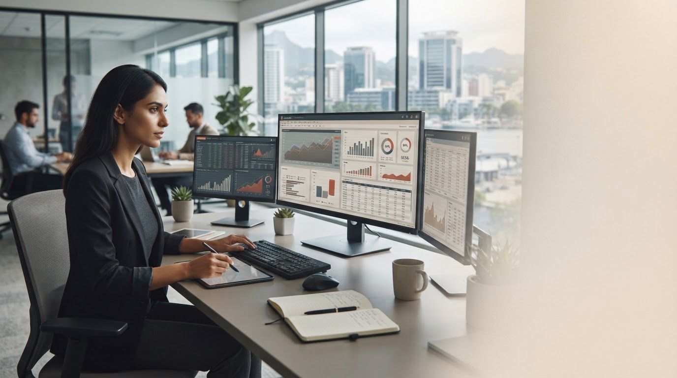 Dado Investenza — visualizzazione dei flussi di dati e delle curve predittive su una dashboard scura